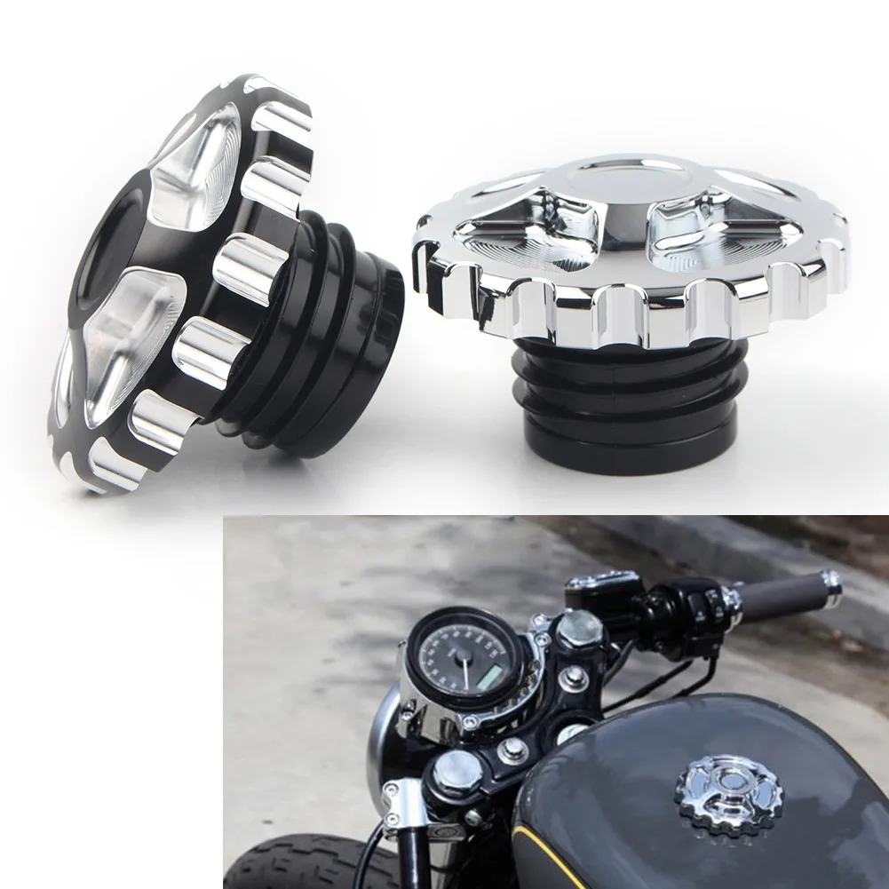 Motorcycle Fuel Gas Tank Cap For Harley 48 Dyna Touring Road King Softail Sportster XL 1200 883 CNC Aluminum 2Pcs
