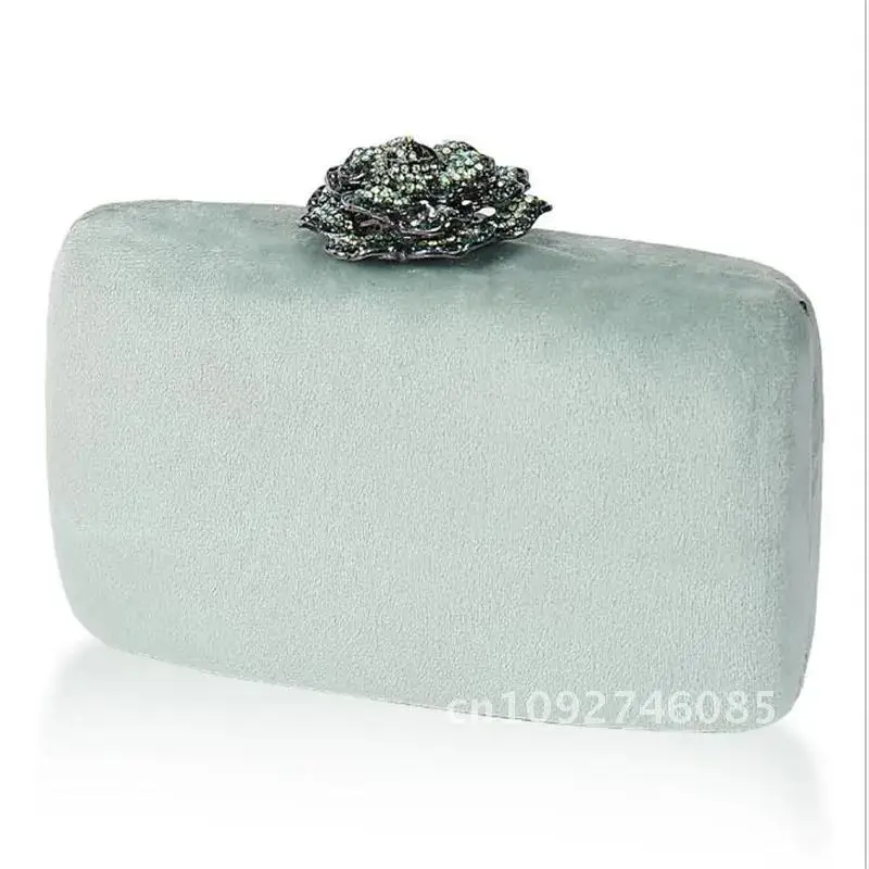 

2023 Velvet Clutch Bag Diamond Elegant Lock Flower Evening Wedding Shipping Bag Purse Drop Clutch Designer Luxury Chain