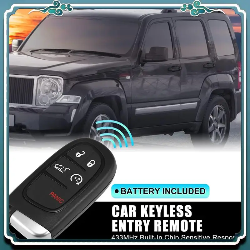 ABTU-llave de coche mando a distancia de entrada sin llave GQ4-54T 433Mhz ID4A Chip para Jeep Cherokee 2014-2020 5 botones 68141580AA 68141580AB