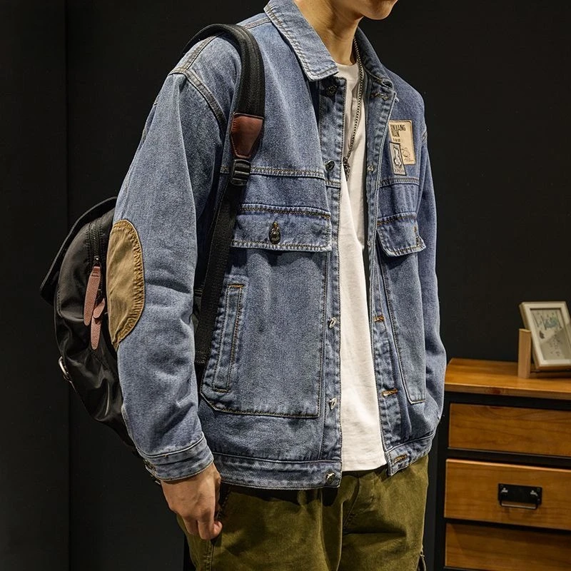 

Autumn Male Jean Coats Casual Korean Popular Clothes of Fabric Loose Winter Outerwear Fashion New in Cargo Men's Denim Jacket