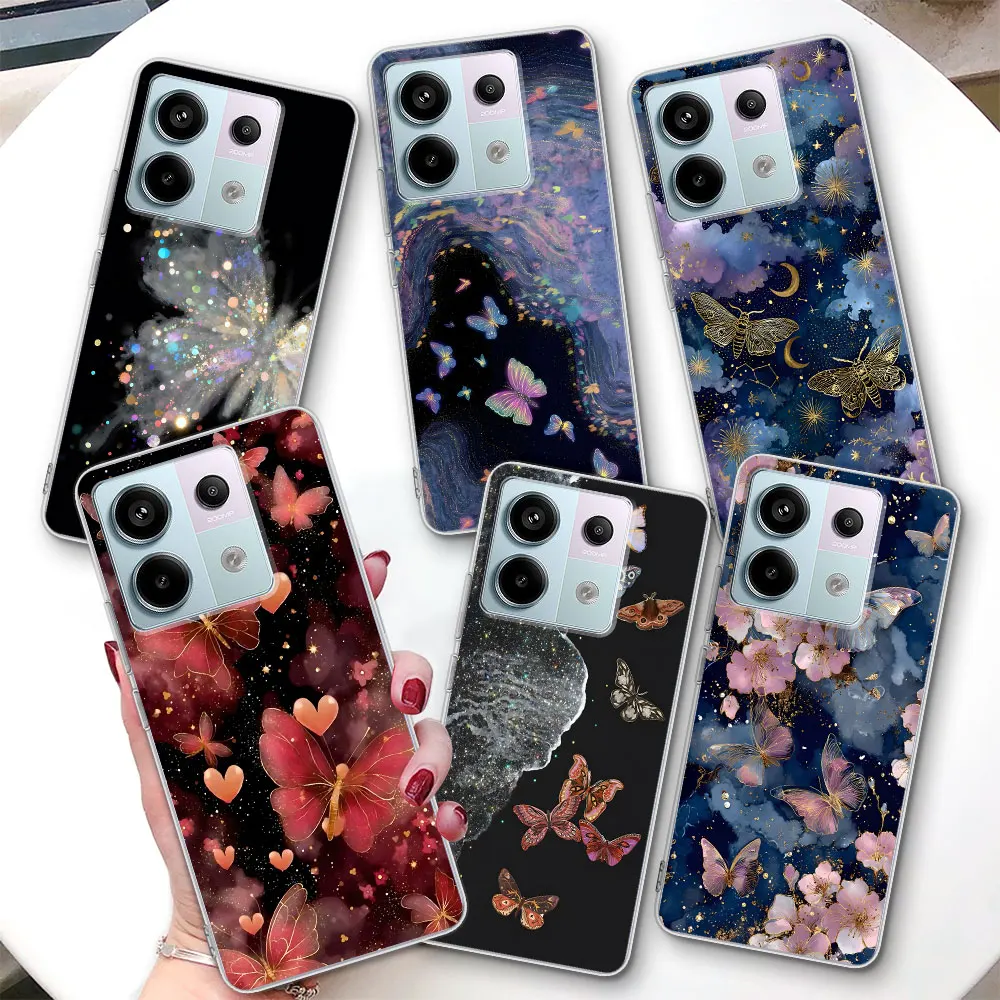 

Phone Case for Xiaomi Redmi 15 13 A7 Pro 9C 15A 9A 9i A5 9 13C 10 Prime Plus A3 10C 12 10X TPU Cover Romantic Sakura Butterflies