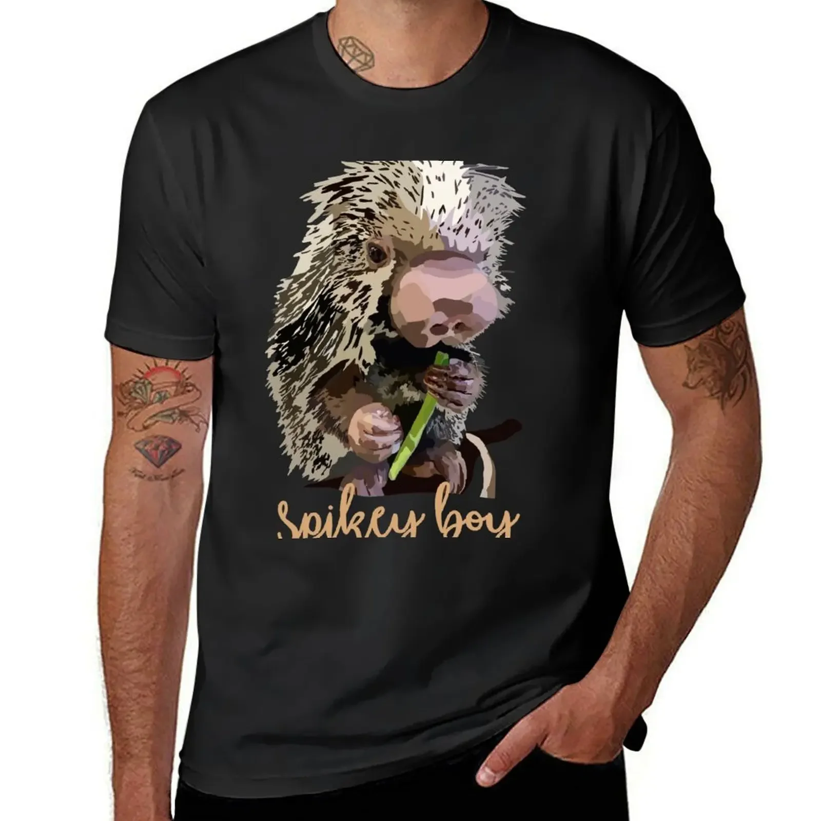 Spikey boy Charlie the prehensile tailed porcupine T-Shirt custom shirt graphic t shirts black t shirts for men