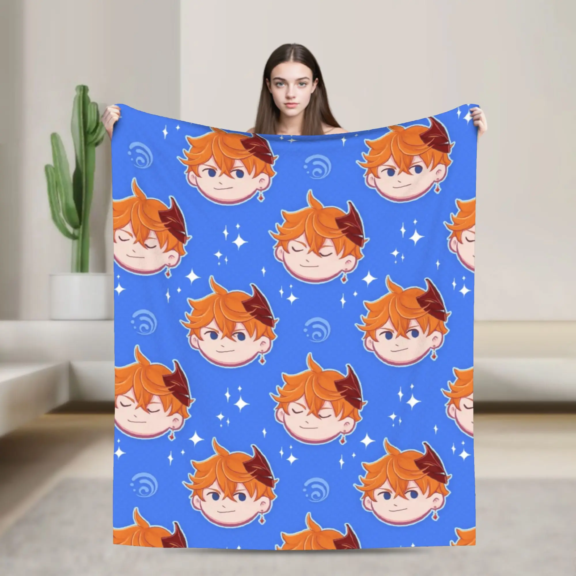 

Фланелевые одеяла с рисунком Childe Genshin Impact, игровое одеяло в стиле аниме для спальни, супер мягкое одеяло для спальни