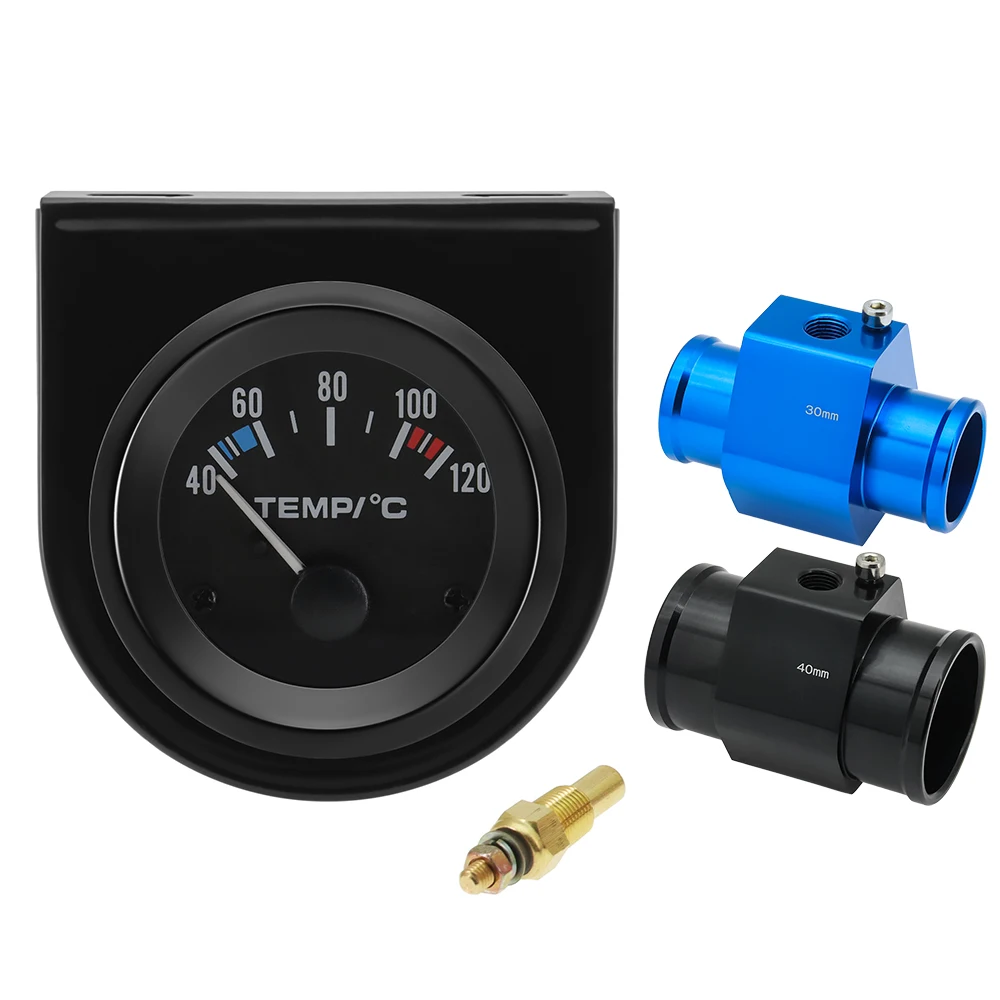

52mm Car Water Temperature Gauge Sensor 1/8NPT Adapter 40~120 Celsius Racing Water Temp Indicator Meter 12V Petrol Automobile