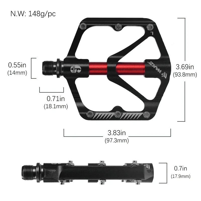 Wake Mountain Bicycle Pedal Accessories 3 Bearing Seal Ultralight Footboard Aluminum Bike Pedals Anti Slip for MTB Road Bike