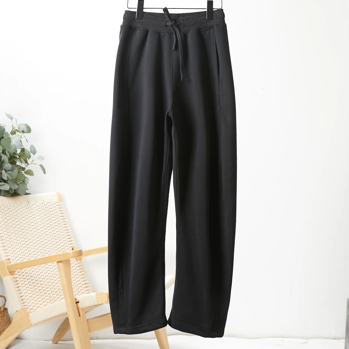 

Fce Lined Banana Pants Women's All-Match Thiened Sports Casual Sweatpants High Waist Straight Leg Long Trousers