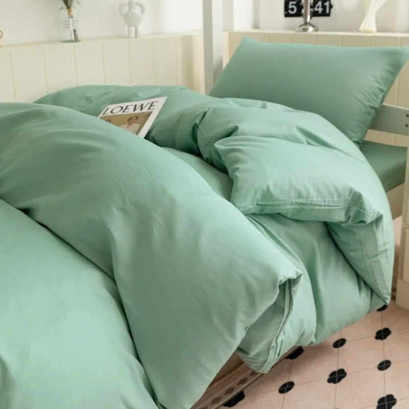 

2025 new cotton solid color class A student dormitory special single bed sheet mattress three-piece set