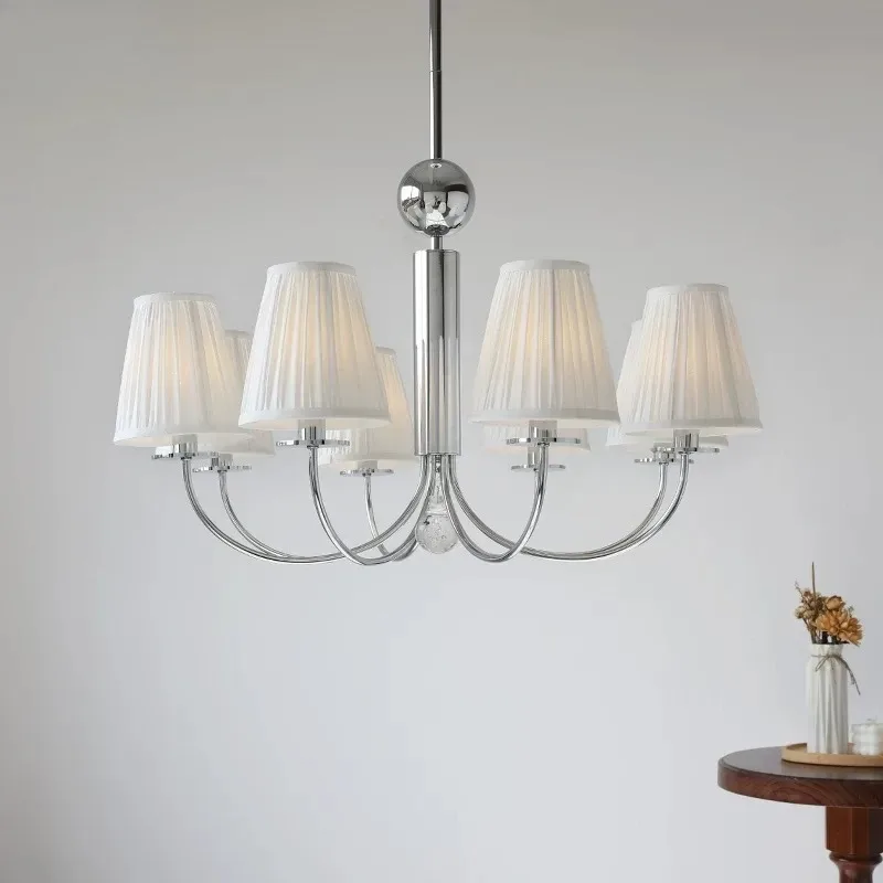 Bauhaus Retro Living Room Chandelier Modern Minimalist French Medieval Restaurant Bedroom Room Decoration Fabric Pendent Light