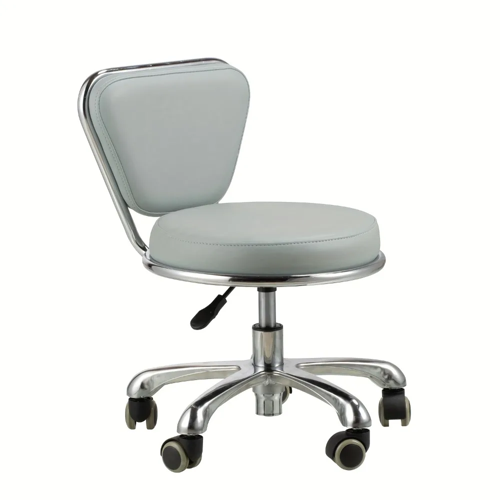 

Adjustable Height Pedicure Stool with Back, Rolling Stool for Nail Salon & Pedicure Spa, 13"-14.6" Height, Metal Frame