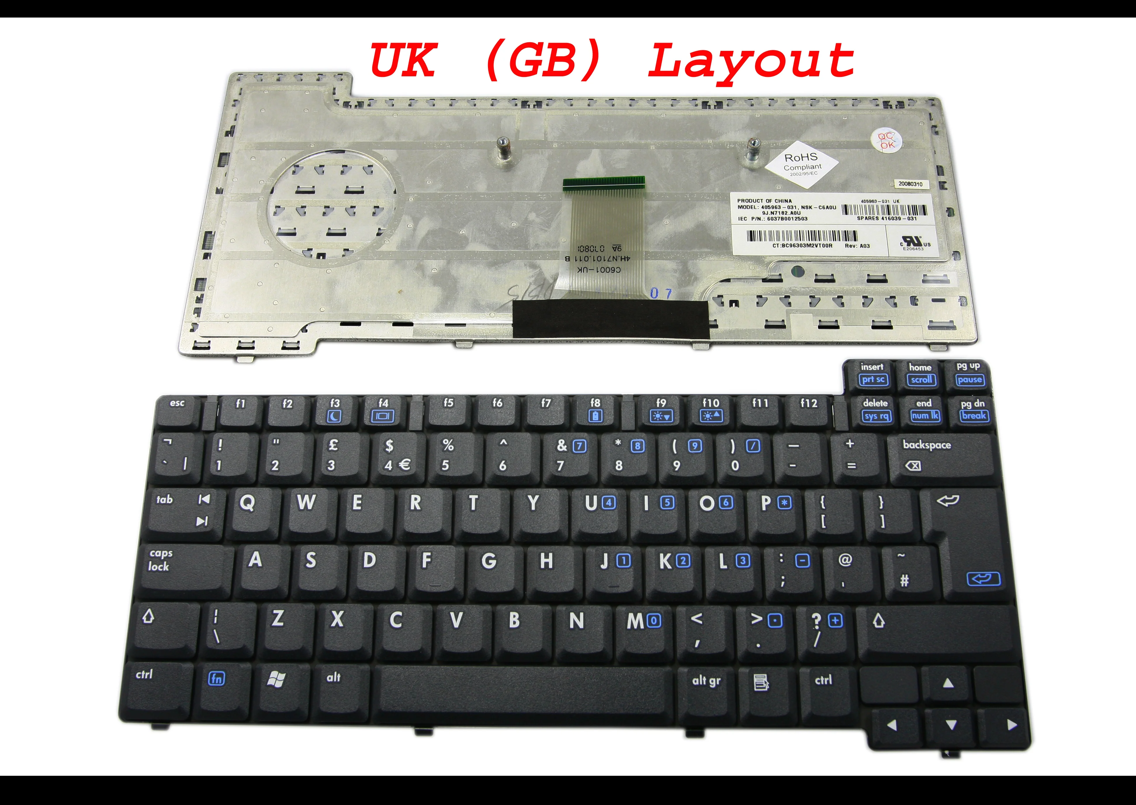Новая клавиатура для ноутбука HP Compaq Nc6110 Nc6120 Nx6110 Nx6120 Matt Black UK GB Version - NSK-C6A0U