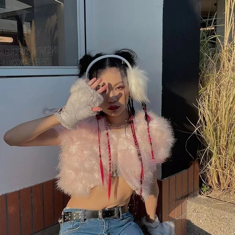 الشتاء الجلود فروي الدافئة نصف اصبع قفازات المرأة لطيف أسود سميكة دراجة نارية التكتيكية تأثيري القفازات الإكسسوارات