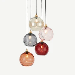 Glass Ball Light Colorful Glass Chandelier Lamp Dia 20cm Pink Smoke Gray Blue Green Restuarant Chandelier Lams for Living Room