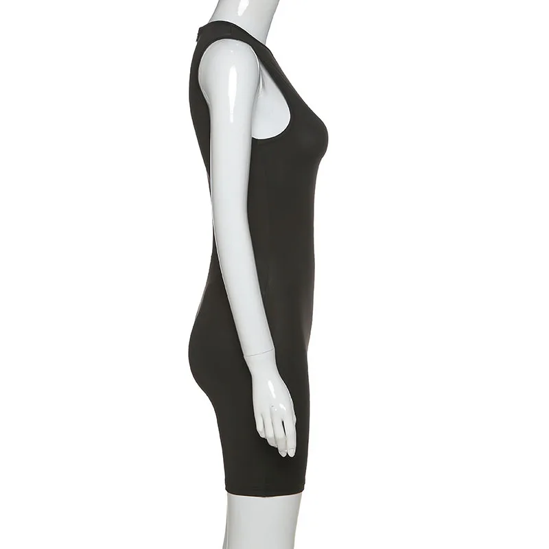 Ladies High Waist Sexy Jumpsuit Hip Bag Sleeveless Tight Summer Fall Women's Sports Fitness Solid Color Casual Short Jumpsuit
