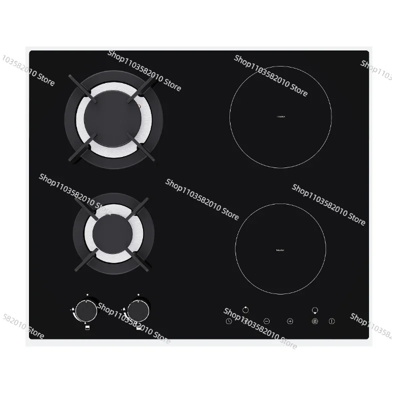 60cm/23.6 inch Built in Gas Induction Cooktop, 4 Burners, Black Glass, Gas Electric Stove Top