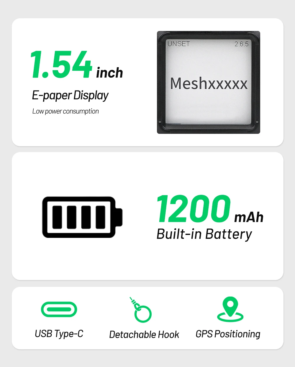 ELECROW ThinkNode M1 M5 Meshtastic LoRa-Knoten mit E-Ink-Bildschirm & GPS 868MHz 915MHz NRF52840 SX1262 Drahtloses Modul – Detail 2