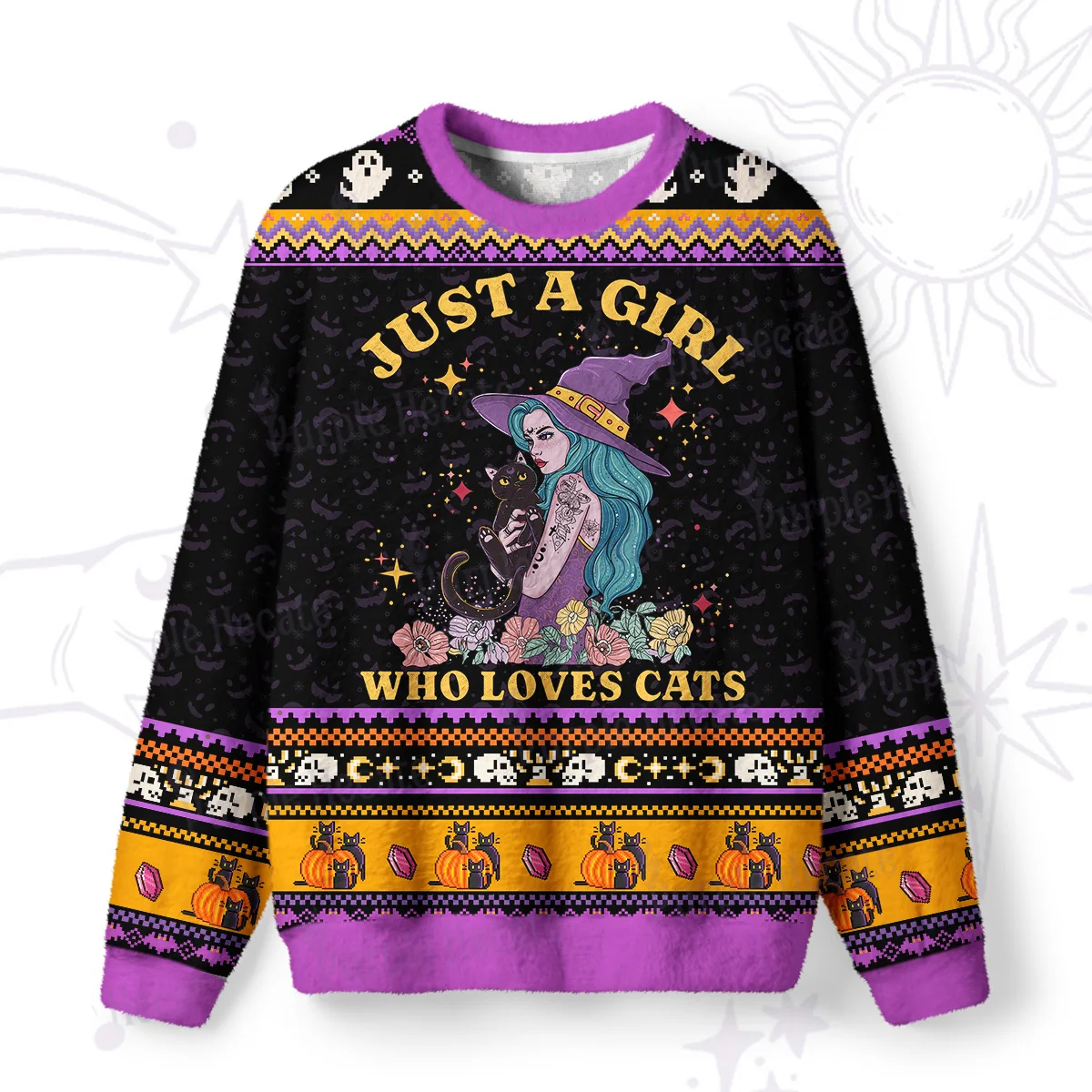 Y2K Women's Autumn and Winter Season Top, Home Casual Hoodie, Witch Print Loose Long Sleeved Hoodie S-XXXL Size