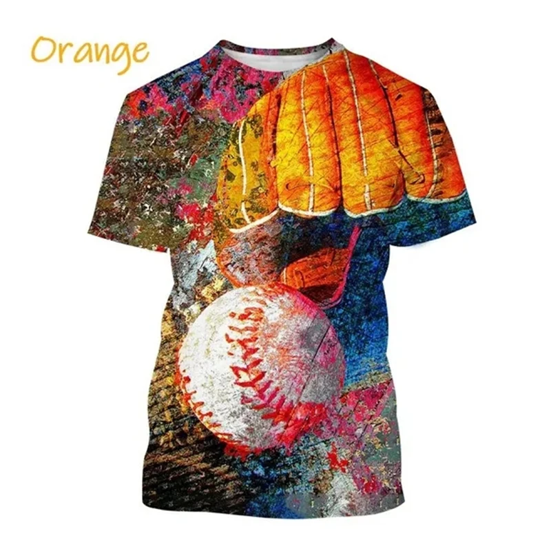 Hot Sale Baseball Pattern Printing Personality 3D T-shirt Sports Softball Unisex Harajuku Quick-drying Short-sleeved T Shirt Top