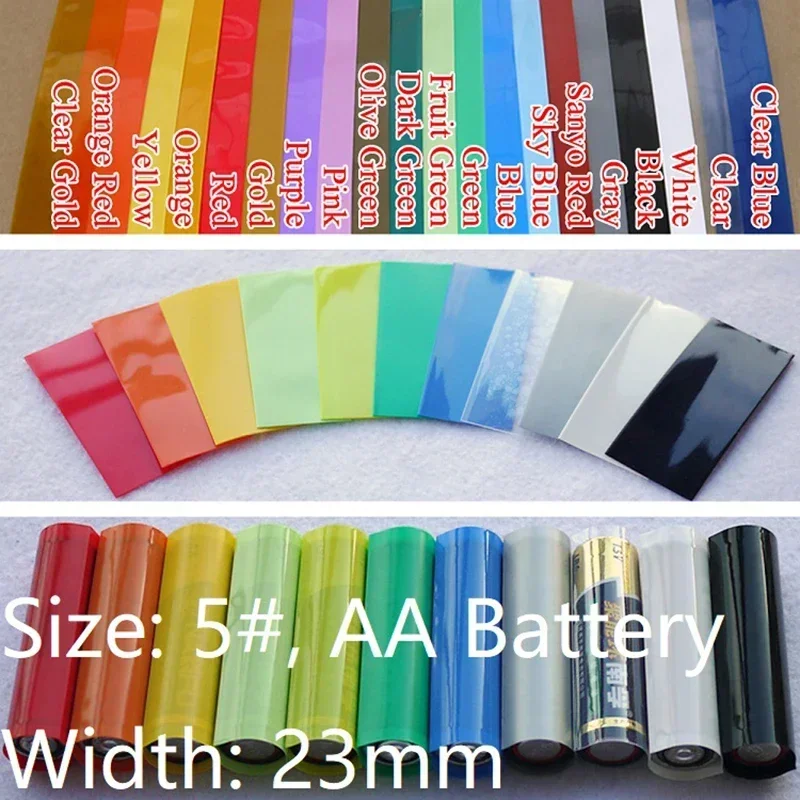 100/200/500pcs AA Battery PVC Heat Shrink Tube Width 23mm Length 53mm Insulated Film Wrap Protect Case Pack Wire Cable Sleeve