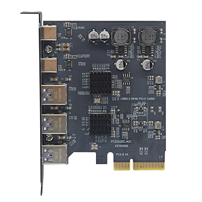 Karta rozszerzeń USB PCI Express X4 do 2 portu USB C + 3Port USB3.2 Gen2 10Gbps Adapter PCI-e do 3.1 USB typu C HUB do pulpitu