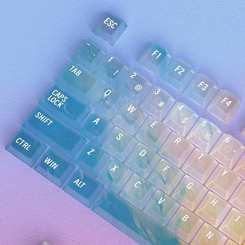 

Iridescent Rainbow Keycaps Set for Mechanical Keyboard Accessories 119 Keys CHERRY Height Transparent Keycaps PC Durable Keycap