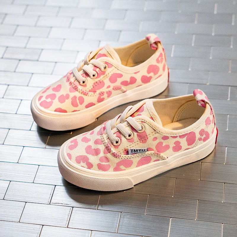 Girls Canvas Shoes Leopard Print Pink Summer New Children\'s Pedal Shoes Net Red Tide Children\'s Shoes