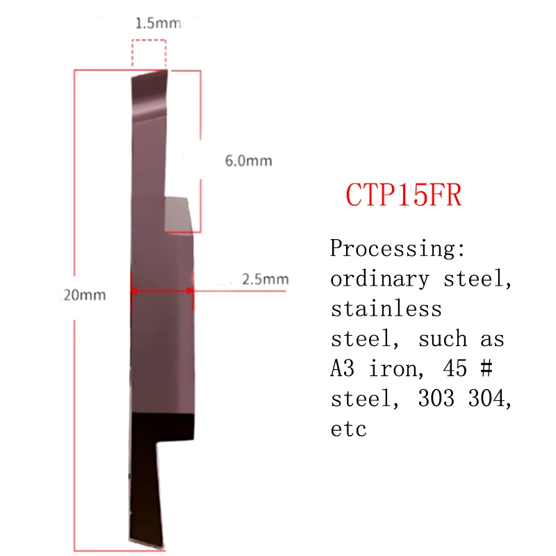 YRFL 5PCS CNC Insert Core Walking Machine Cutting Groove Cutter CTP 10FN  Inclined Mouth CTPA 15FR Flat Mouth Inserts