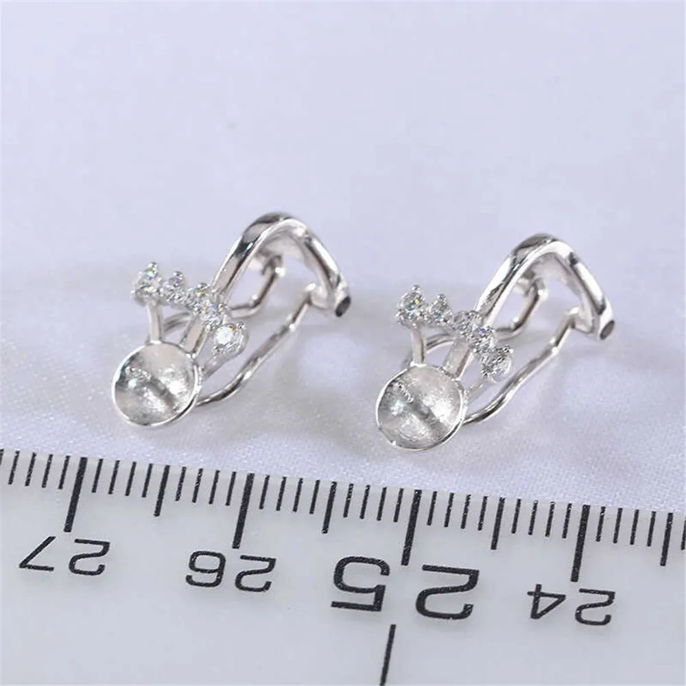 DIY Pearl Accessories New S925 Sterling Silver Zircon Light Luxury Simple Ear Clips Empty Holder Versatile Commuting Without Ear