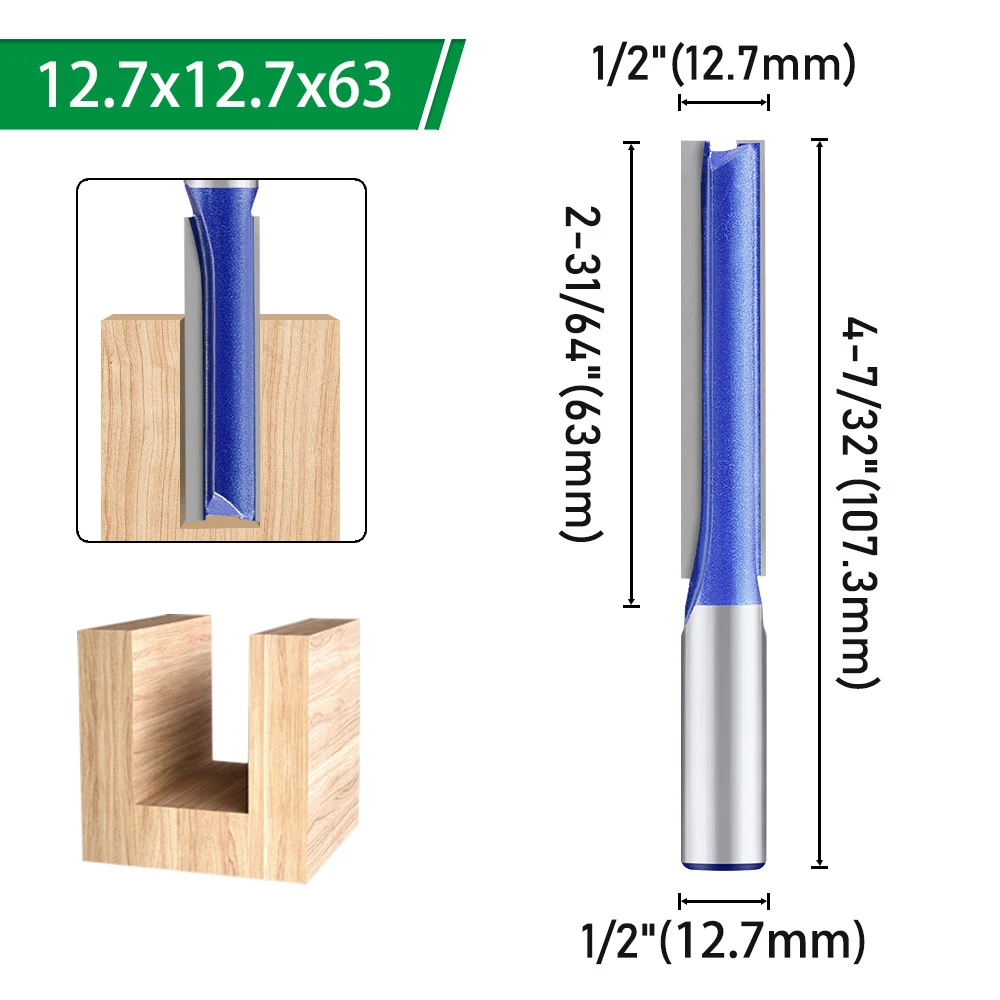 For Woodworking Router Bit Set 12 Inch Extra Long Straight Bits with 12 7mm Shank Carbide Tipped for MDF Hardwood and Plywood