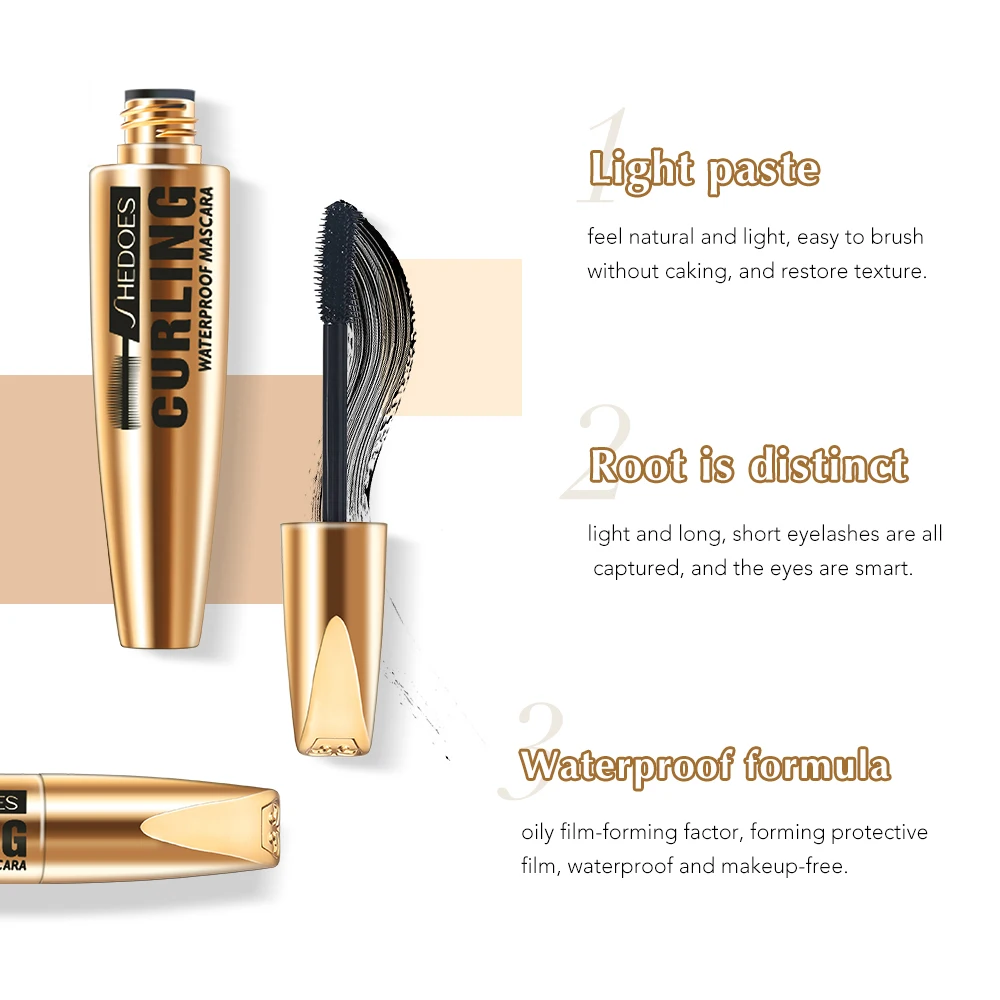 SHEDOES Mascara lisse et naturel longue durée, Anti-taches, allongeant, bouclé, volumateur, crée des cils enchanteurs