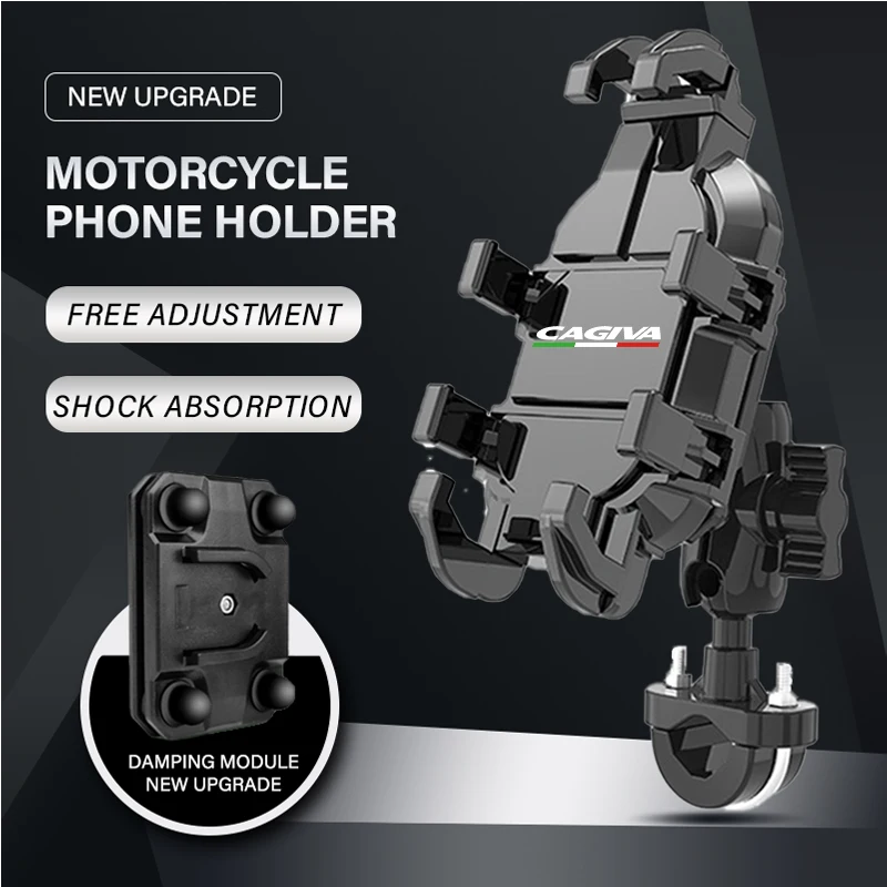 New Metal Motorcycle Phone Holder For MAXI SET CAGIVA Canyon 500 Mito 125 SP525 2025 LOGO Free rotating shock absorber anti slip