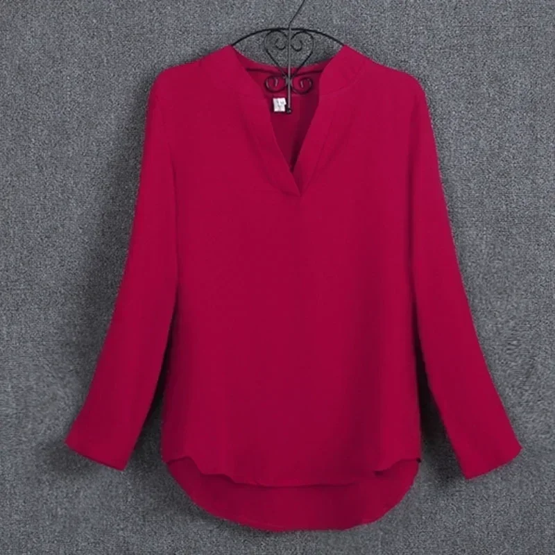 Plus Size Blouse Clothing Women Long Sleeve Shirt Chiffon Blouse Ladies Top blusa feminina S-5XL