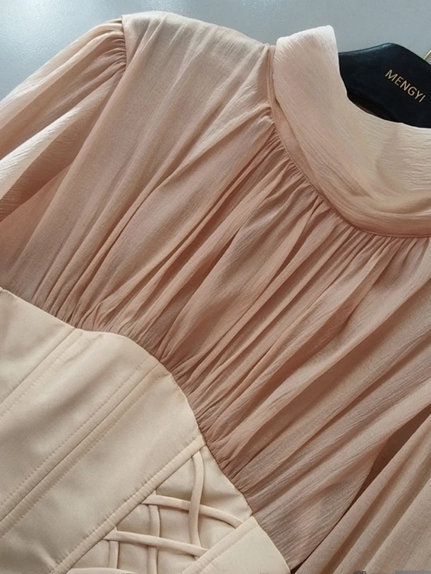 Minceur Floral 3D Fibone Gilet Dr Femme Lanterne Sve Col montant Moulante orth Jupe Français Sle Printemps Summe...