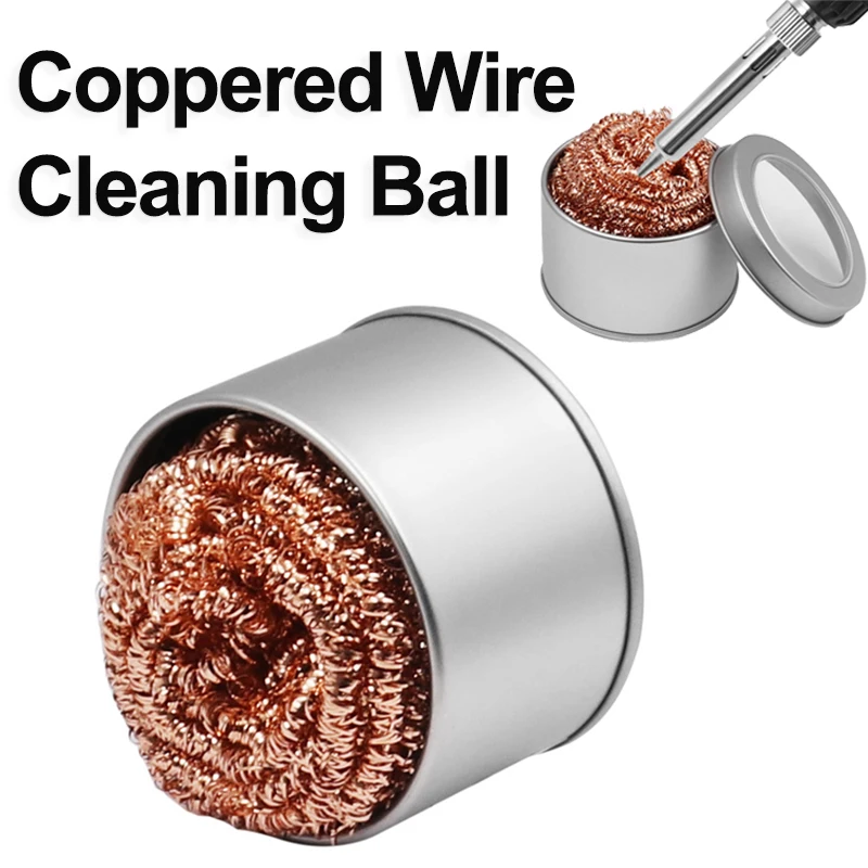 Bola de limpeza desoldering ferro de solda malha absorção de resíduos de ferro nib limpador de metal caixa de escória limpa bola bico ponta