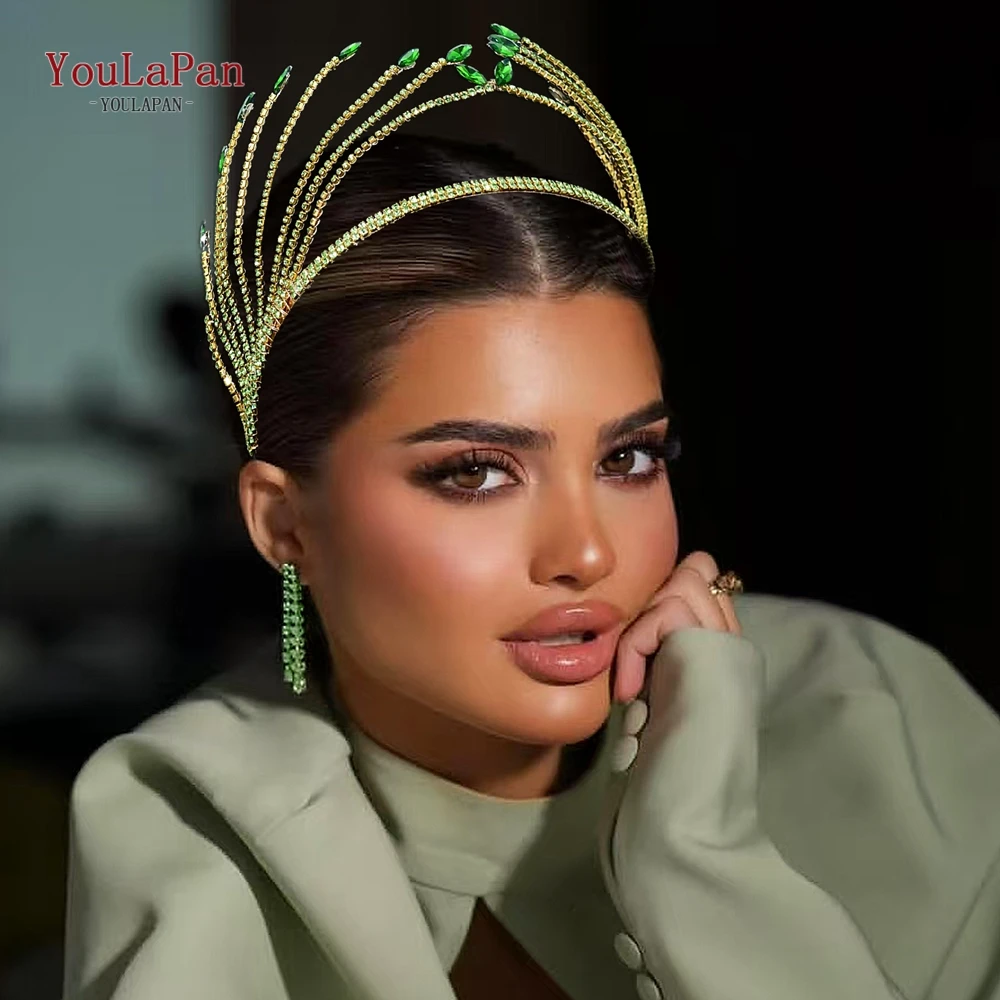 

YouLaPan Wedding Bridal Shiny Headband Bride Elegant Hair Hoop Rhinestone Tiara Handmade Banquet Party Hair Accessories HP640