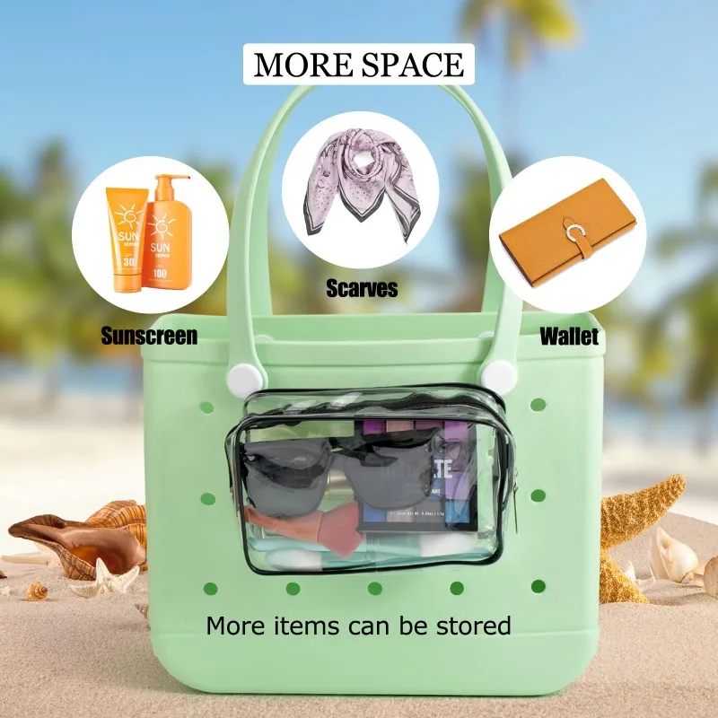 XL Clear Bogg Bag Accessories EVA Rubber Waterproof Beach Storage Basket Women Travel Handbag Extra Large Sac Bogg Bag Organizer