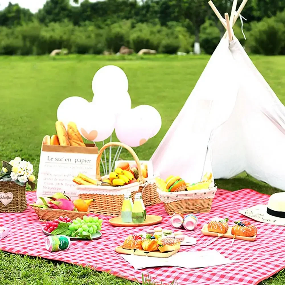 Manta de Picnic portátil impermeable a prueba de humedad, gruesa, clásica, a cuadros, rectangular, plegable, para acampar, suministros de jardín al aire libre