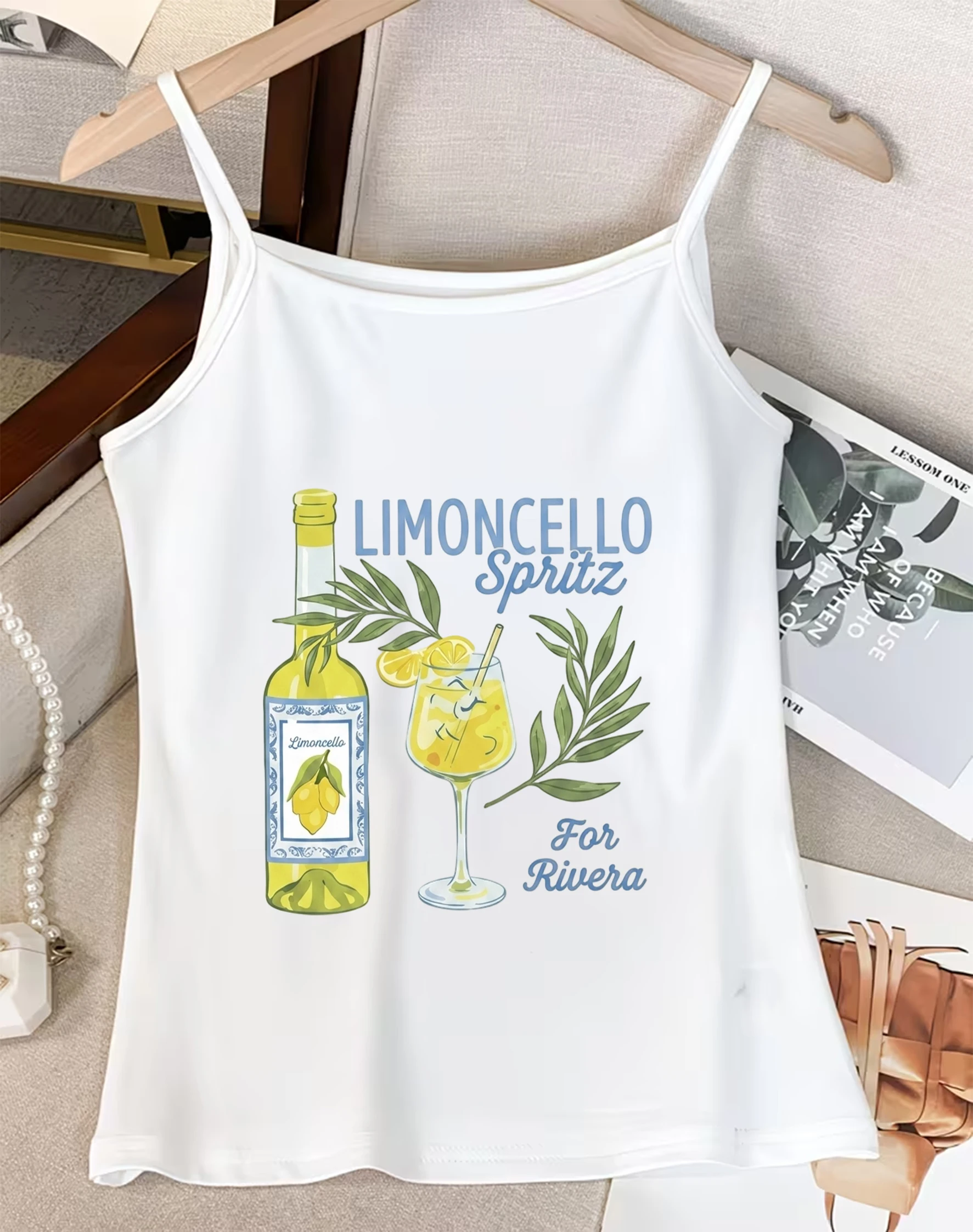 Cute Cocktail Drinks Camisole Top Sun Beach Holiday Tank Graphic Lemon Cami Sleeveless Summer Tee Gift Idea for Her