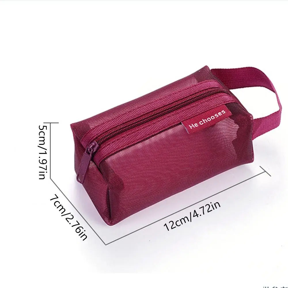 Fashion Portable Fresh Color Mesh Makeup Bag Cute Casual Transparent Cosmetic Bag Travel Organizer Case