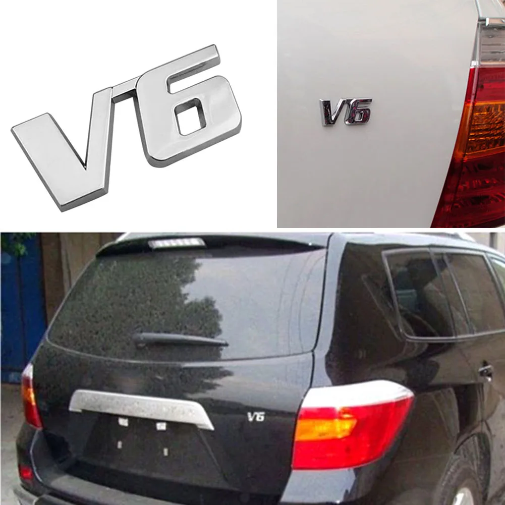 3D كروم معدن V6 سيارة السيارات الباب الخلفي ملصق غطاء صندوق السيارة شعار شارة صائق