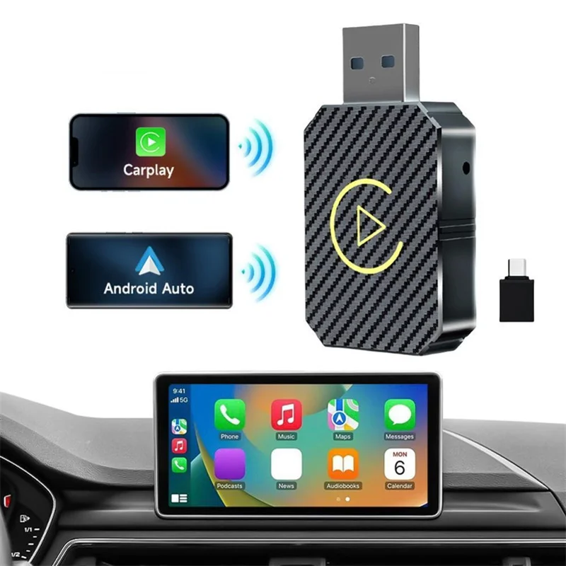 NOWY inteligentny bezprzewodowy adapter Carplay Android Auto CarPlay AI Box Plug & Play klucz bezprzewodowy do przewodowych samochodów CarPlay/Andriod Auto