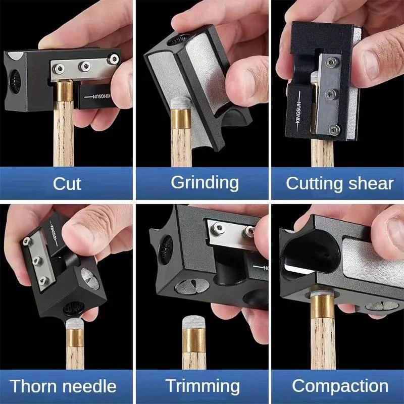 Corrector de punta de taco de billar multifuncional, 8 en 1, papel de lija, Kit de herramientas de reparación, accesorios