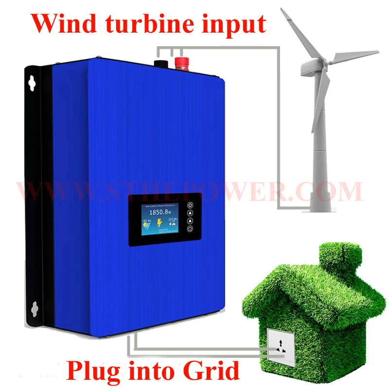 1kw 1000W Grid Tie Inverter with Dump Load for 3 Phase AC Wind Turbine Grid Tie Inverter 24v 48V 72V Input MPPT Pure Sine Wave