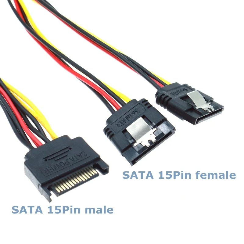 SATA 15pin Straight Elbow Male to SATA SDD IDE 4Pin Female one-to-two Computer Case Hard Drive Power Adapter Cable
