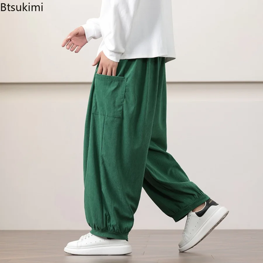 Oversized Men Harem Pants Chinese Style Corduroy Wide Leg Pants Male Baggy Sweatpants Joggers Pants High Quality Casual Trousers