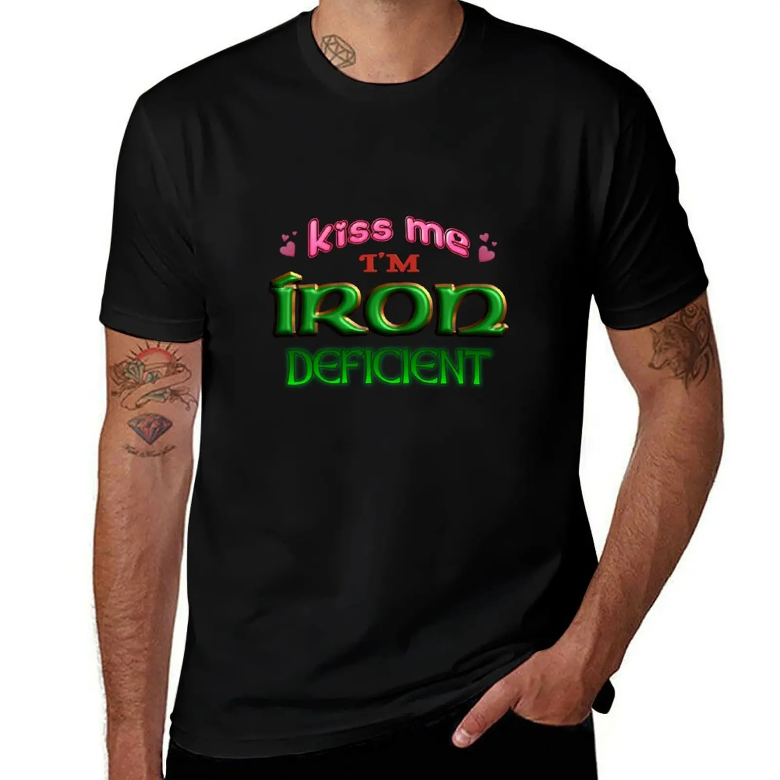 Kiss Me I'm Iron Deficient Funny St. Patrick's Day Irish Anemia T-Shirt Casual Daily Outfit T-Shirt
