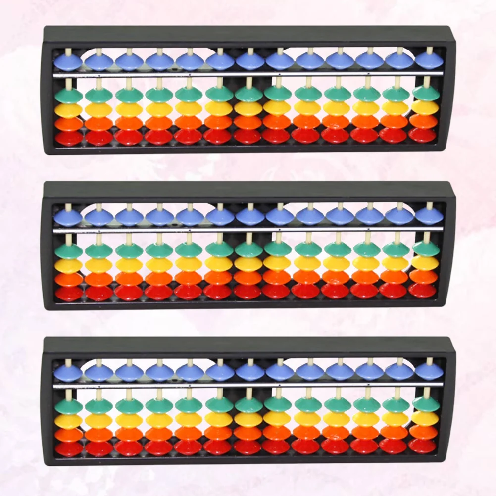 3 pçs ábaco colorido de 15 dígitos aritmética de plástico leve para crianças ferramenta de cálculo portátil ábaco para aprender cérebro