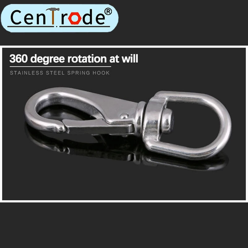 304 stainless steel universal hook rotating ring chain buckle universal spring buckle dog chain fitting joint  1Pcs