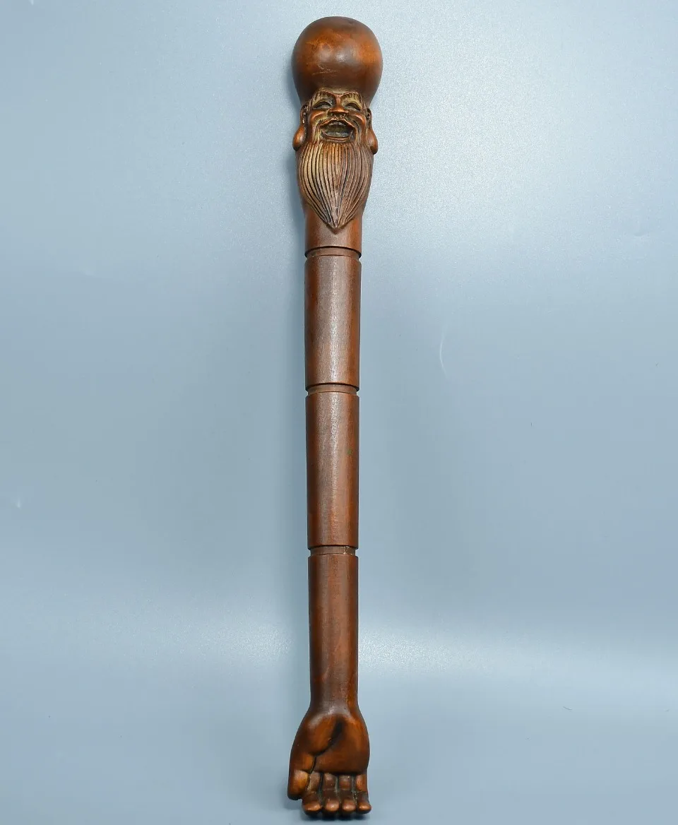 

Old Boxwood God of Longevity Birthday Star Avatar Scratching spoon Itchy Tool screen Study Ornaments Town house Exorcism