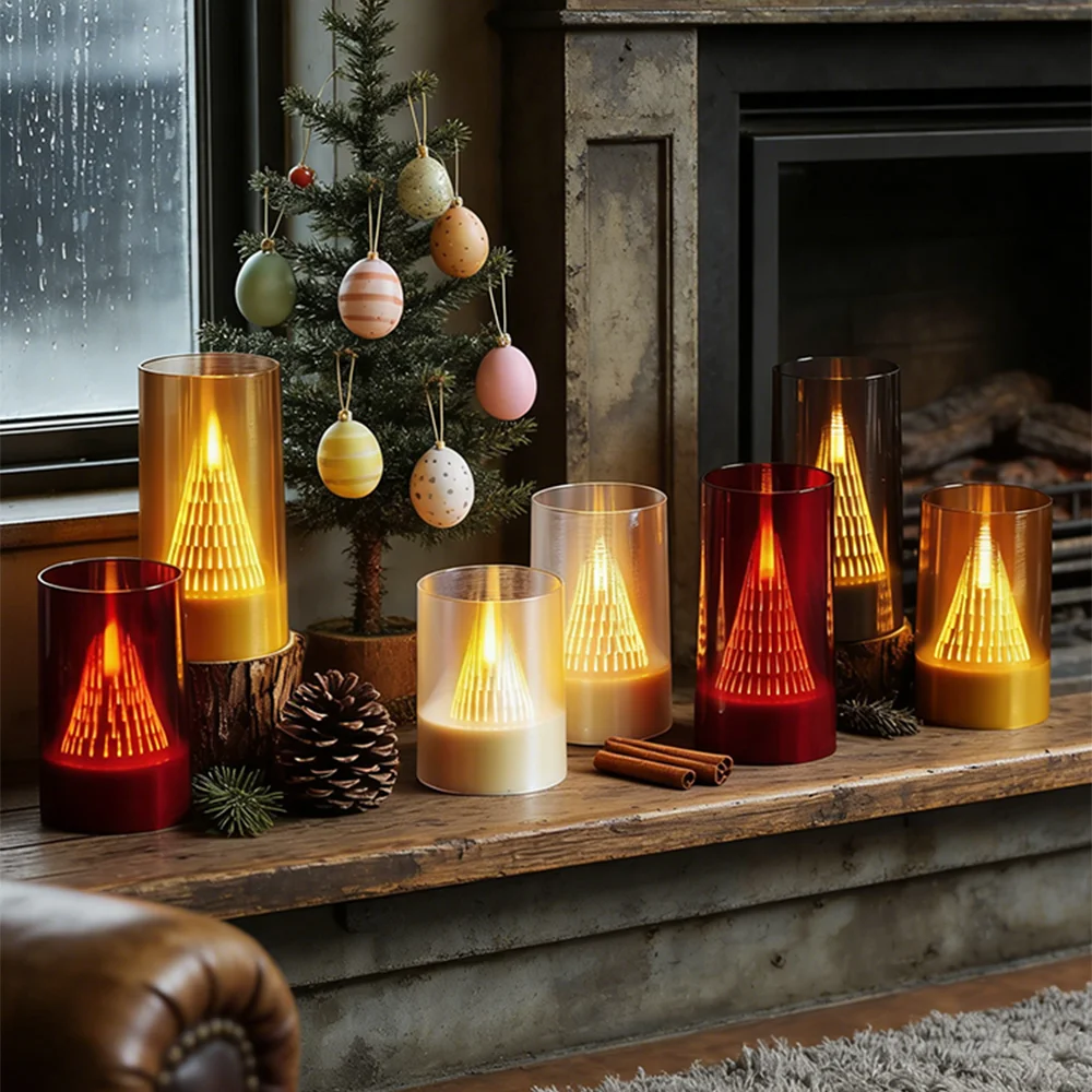Multicolor Acrylic Flameless LED Electronic Candles Volcano Lamp Timer Dimmable Flickering for Easter Halloween Xmas New Year image 6