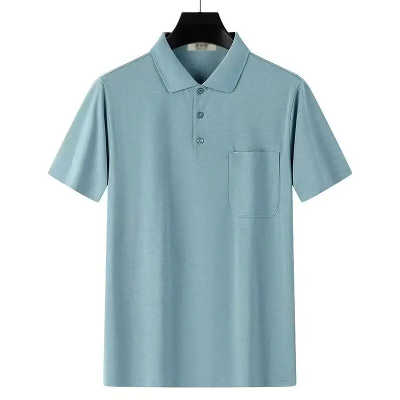 GELITAYIN Big Sale Casual Daily Men's Polo Shirt Summer Solid Lapel Button Up Pullover Tops With Pocket Loose Fit Breathable Sho